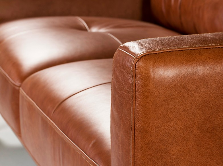 Sofá 3 plazas piel marrón