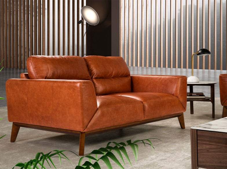 Sofá 3 plazas piel marrón