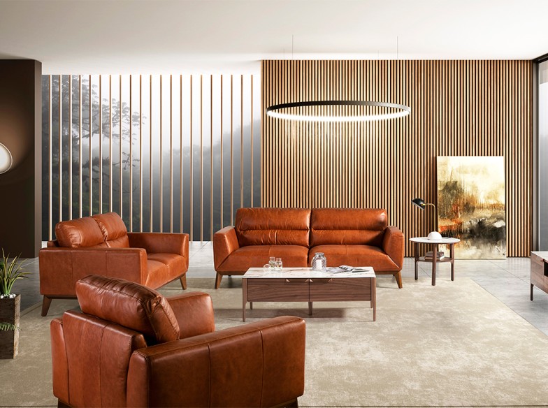 Sofá 2 plazas piel marrón