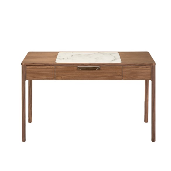 Escritorio tocador nogal con tapa de cristal imitación mármol