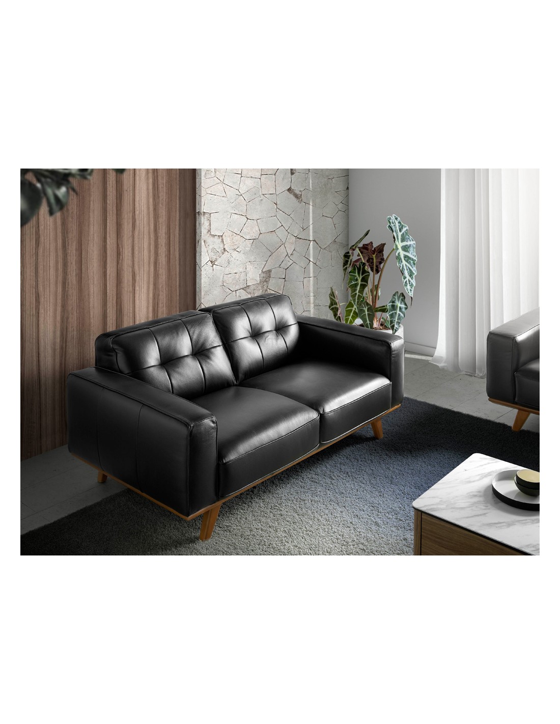 Sofá Chester 2 plazas piel negro