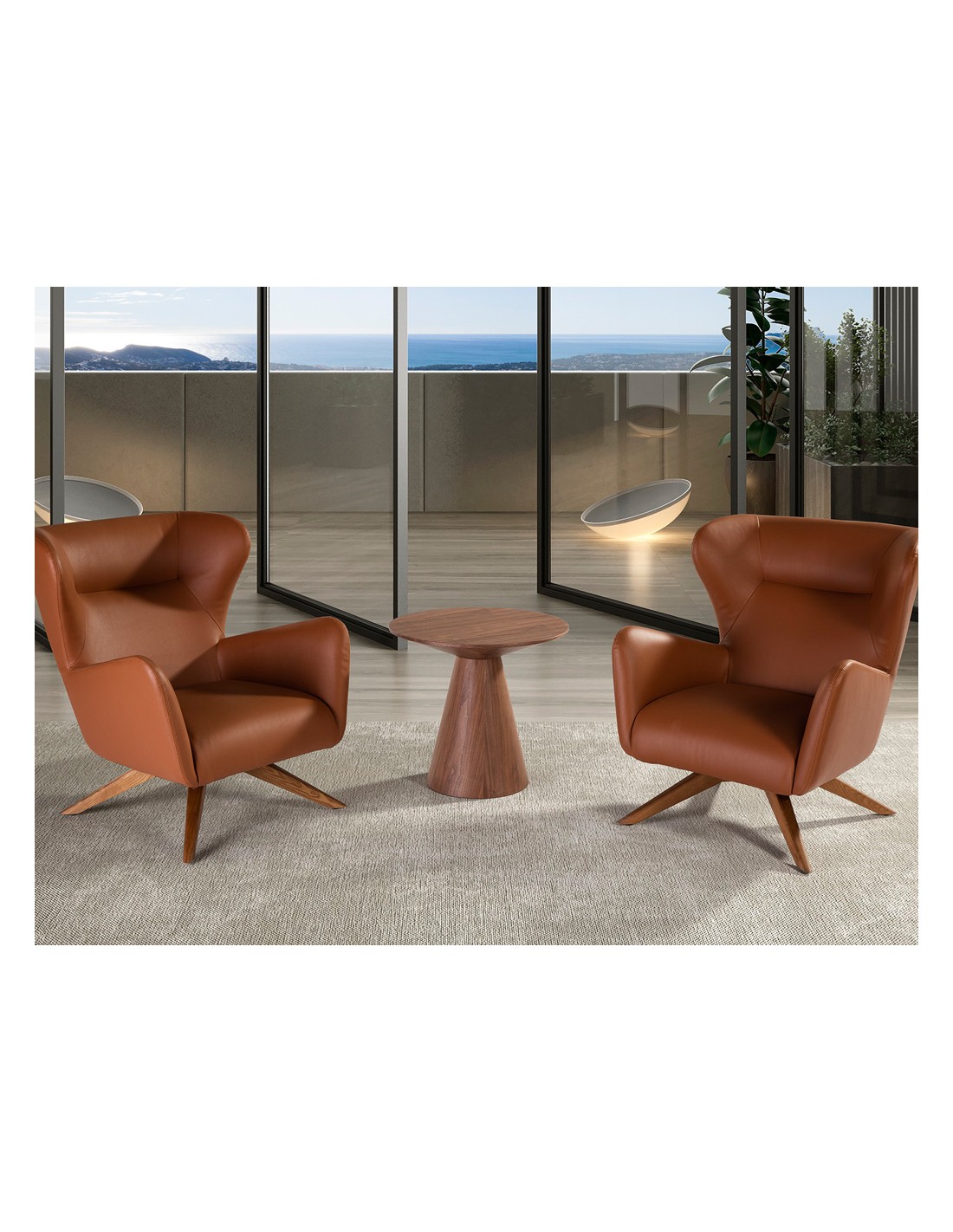 Sillón giratorio polipiel marrón