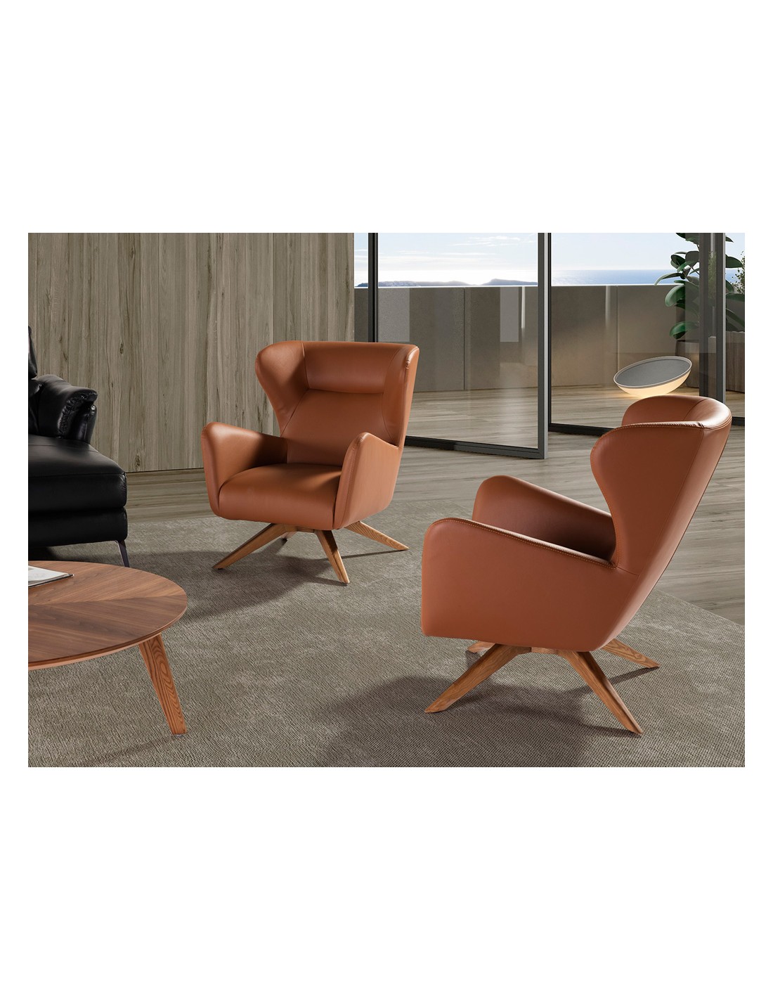 Sillón giratorio polipiel marrón