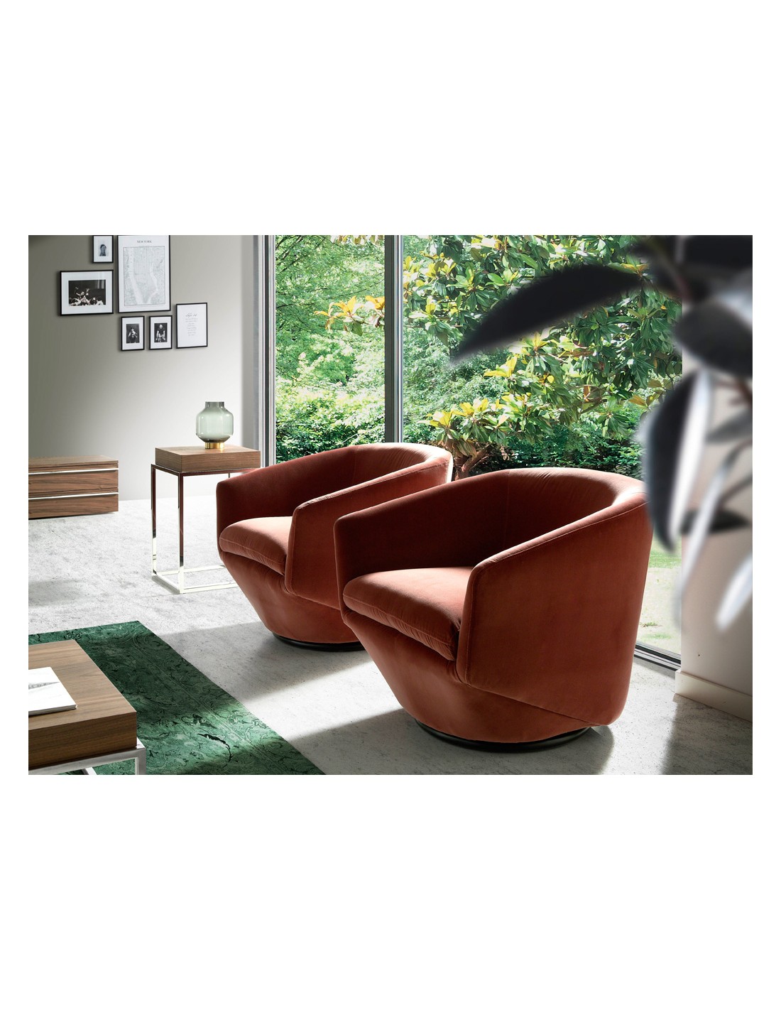 Sillón giratorio terciopelo melocoton