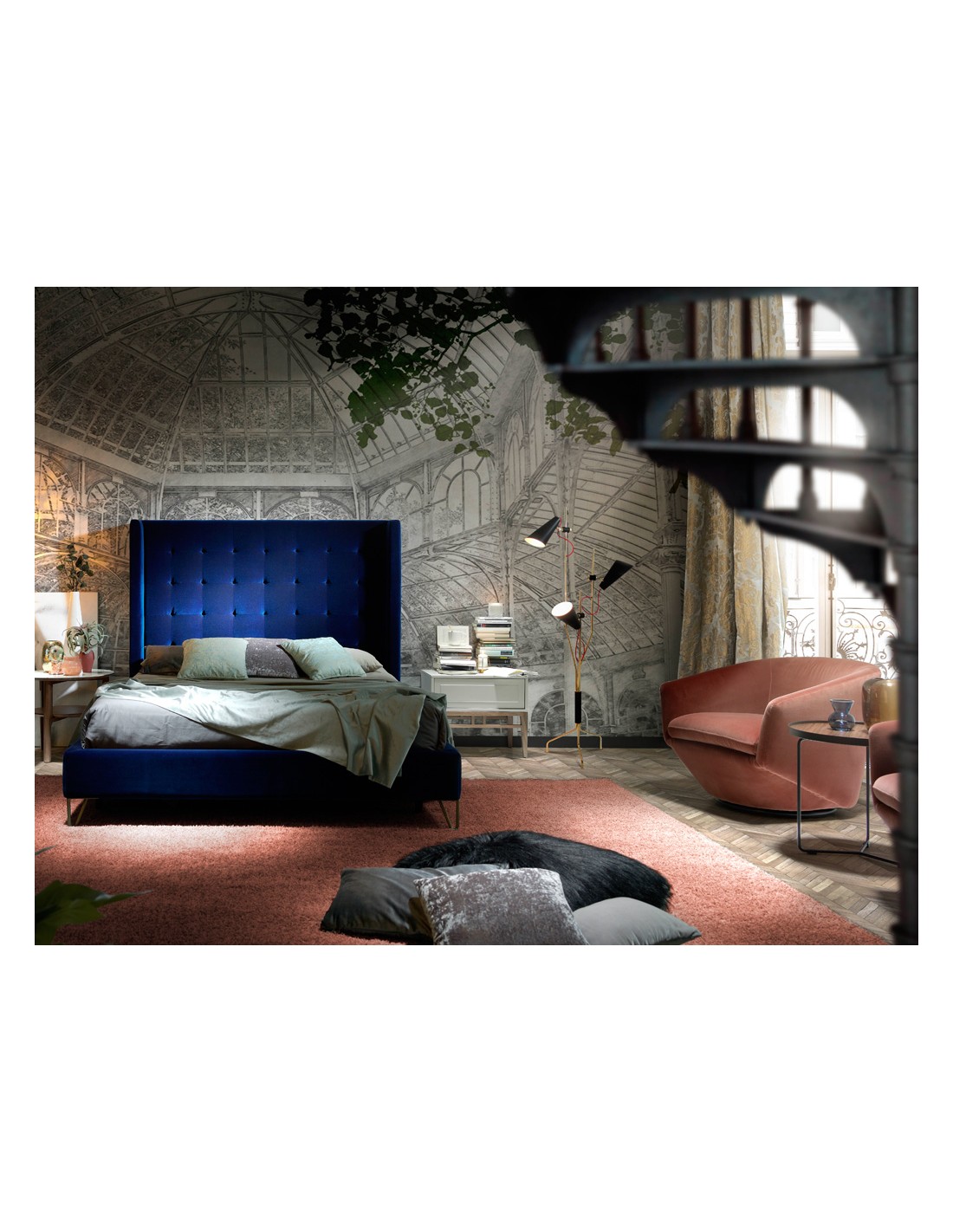 Sillón giratorio terciopelo melocoton