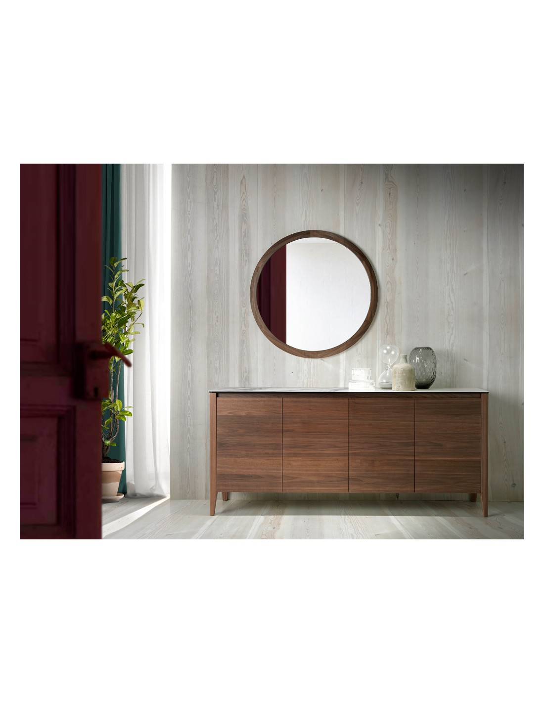 Aparador nogal con tapa de cristal imitación...