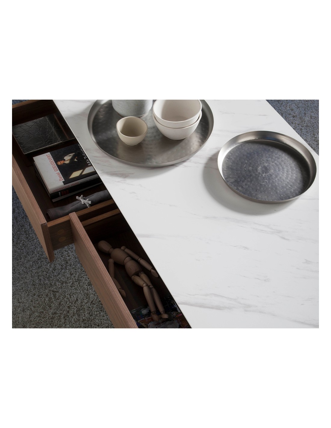 Mesa centro rectangular mármol porcelánico,...