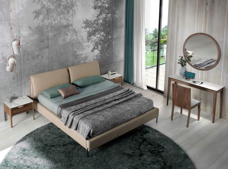 Espejo pared redondo nogal