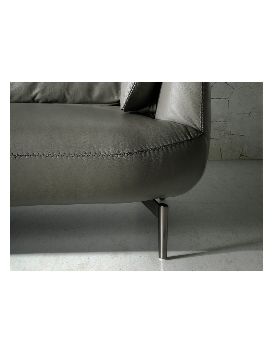 Sofá 3 plazas piel gris oscuro