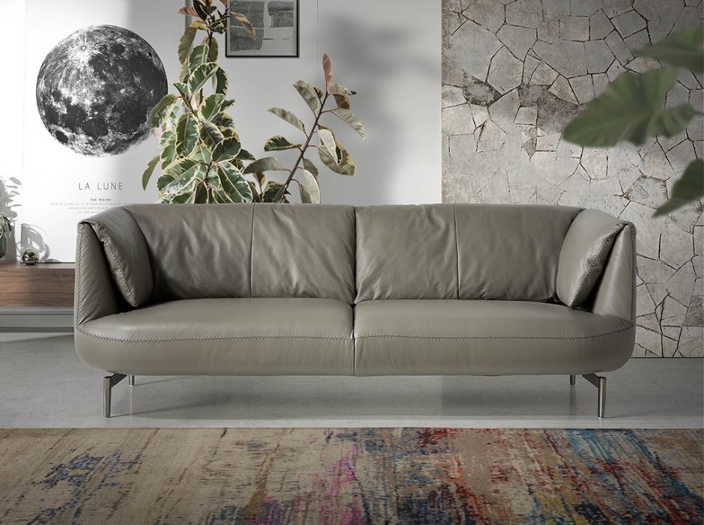 Sofá 3 plazas piel gris oscuro