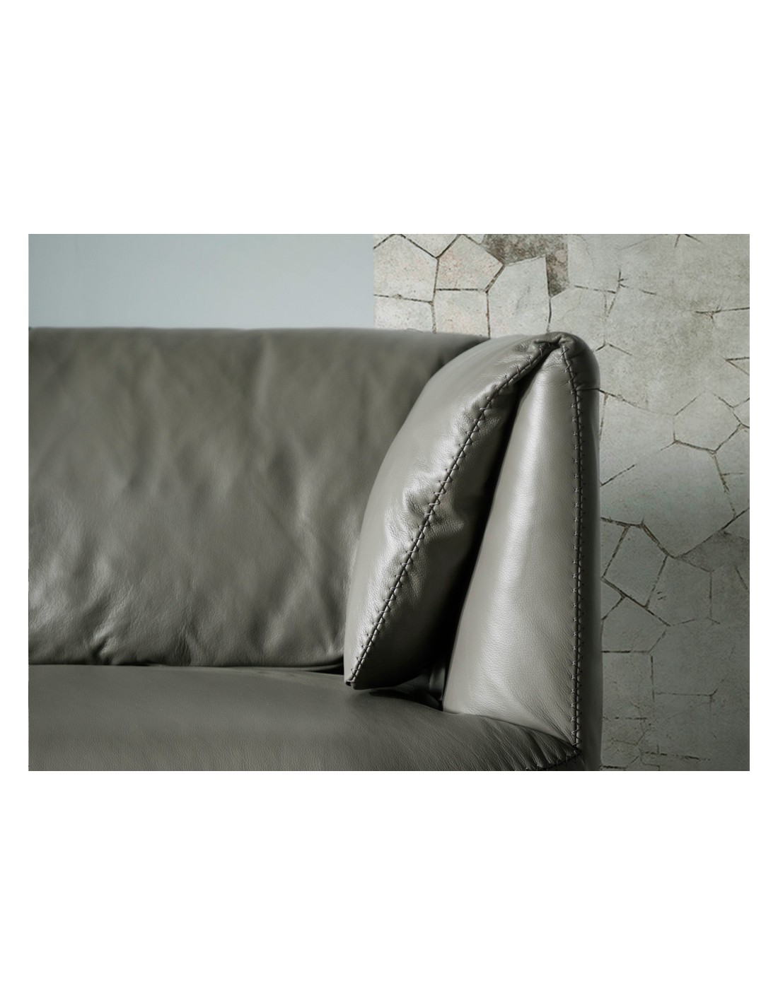 Sofá 3 plazas piel gris oscuro