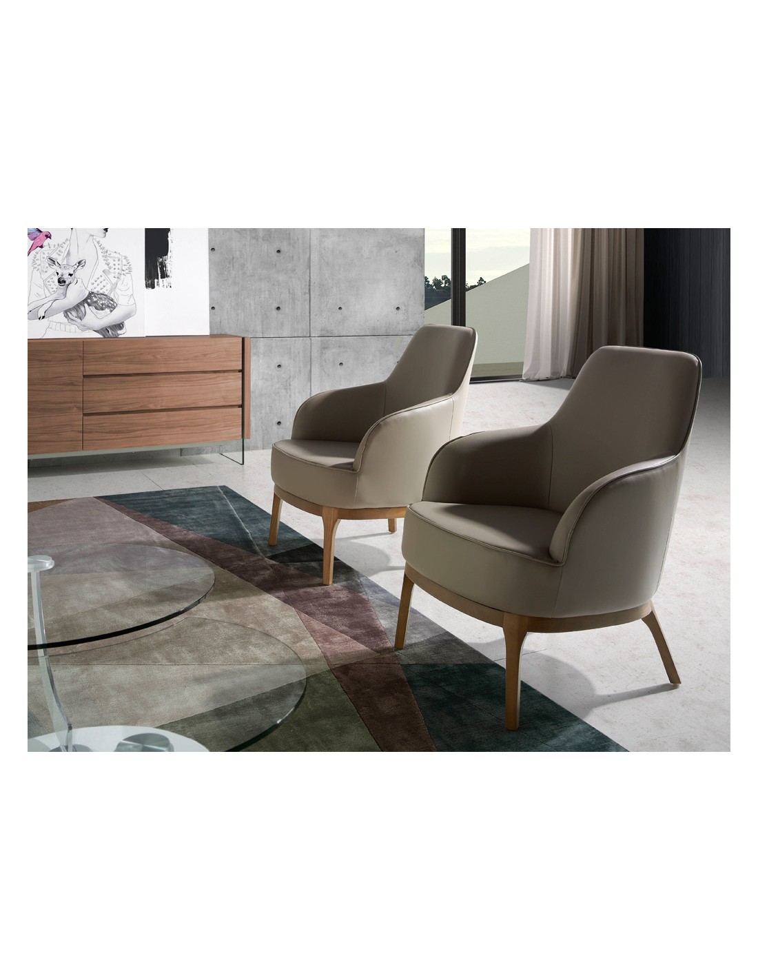 Sillón polipiel gris taupe