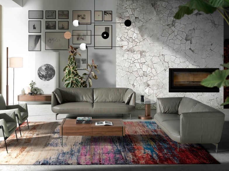 Mesa centro rectangular nogal y cristal templado