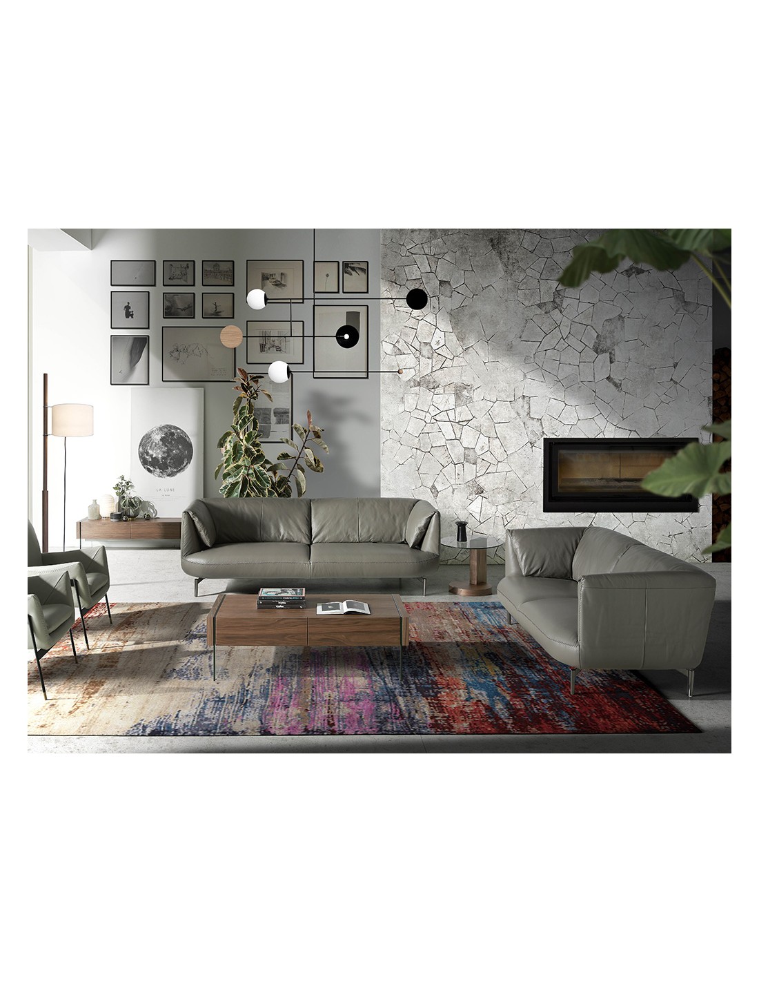 Mueble TV nogal y cristal templado