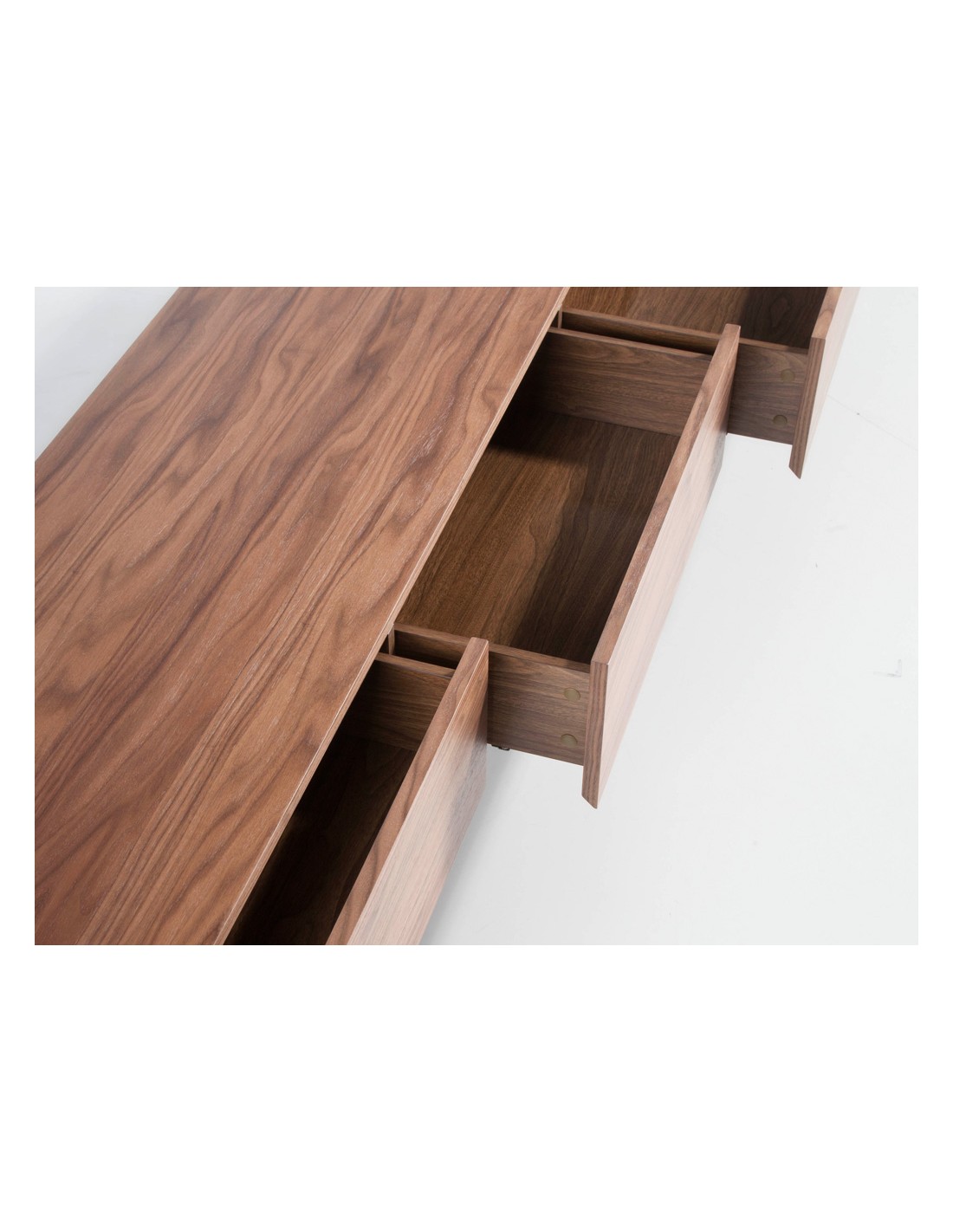 Mueble TV nogal y cristal templado