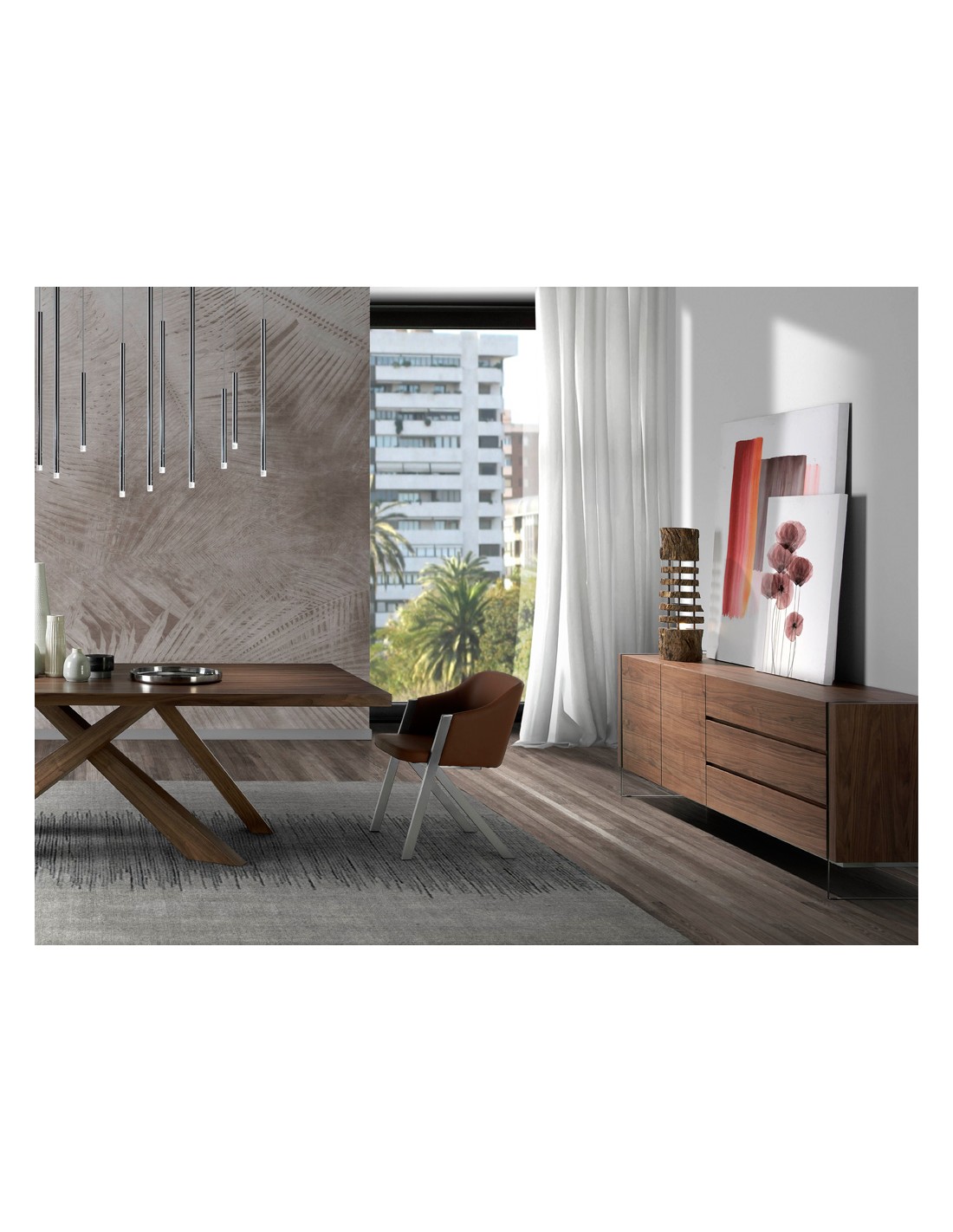 Aparador nogal y cristal templado