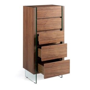 Chifonier nogal y cristal templado