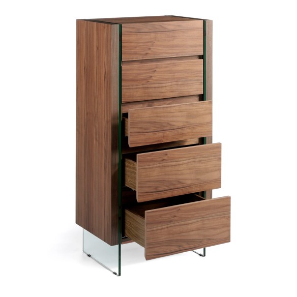 Chifonier nogal y cristal templado