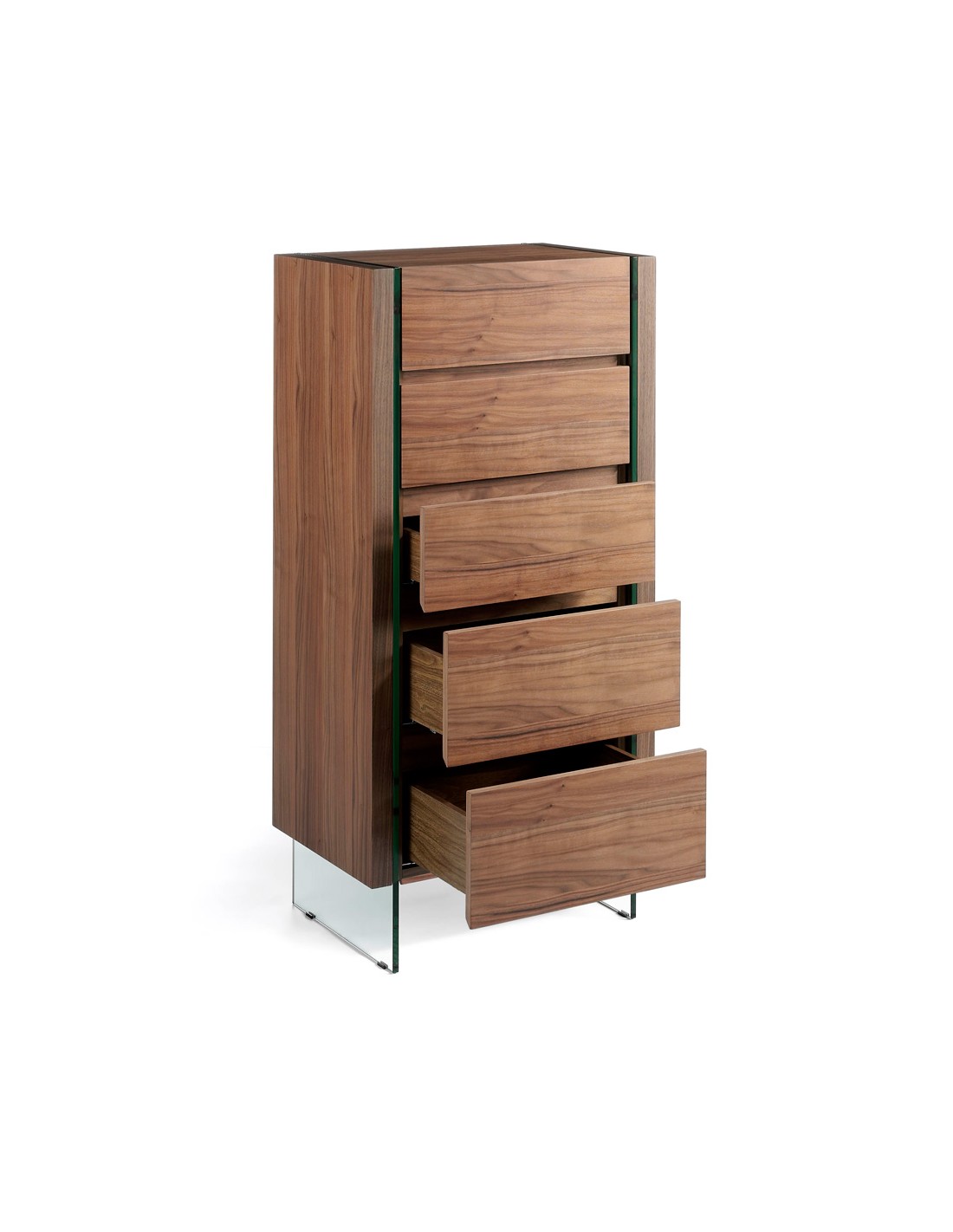 Chifonier nogal y cristal templado