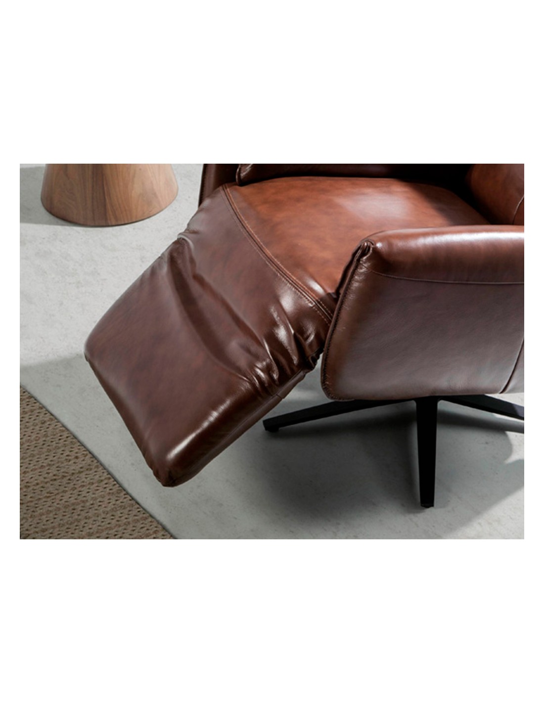 Sillón relax giratorio piel marrón chocolate
