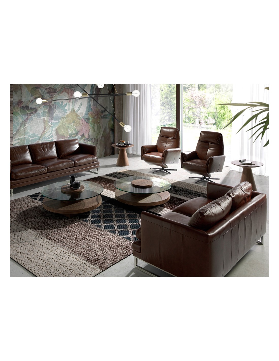 Sillón relax giratorio piel marrón chocolate