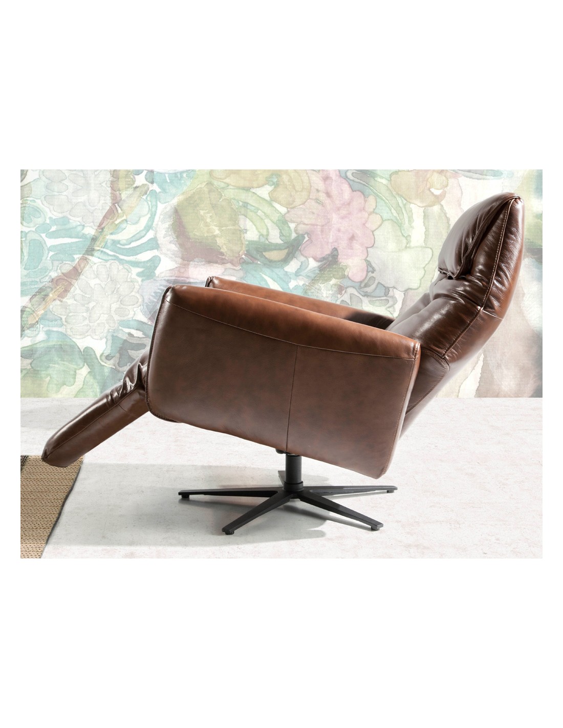 Sillón relax giratorio piel marrón chocolate