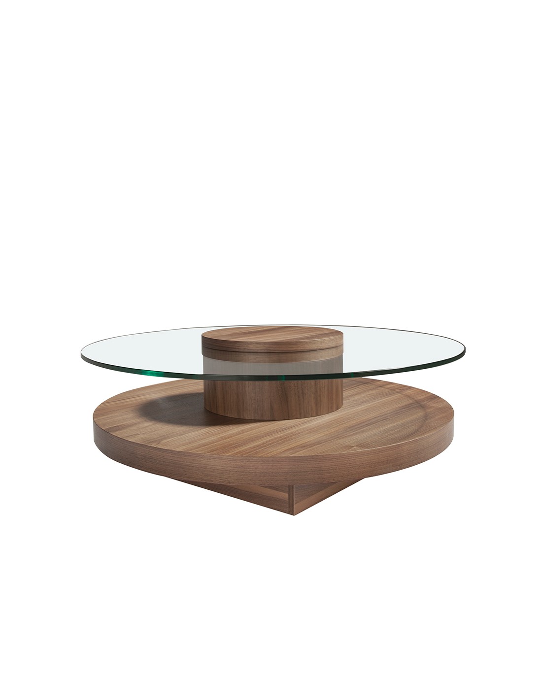 Mesa centro redonda cristal templado y nogal