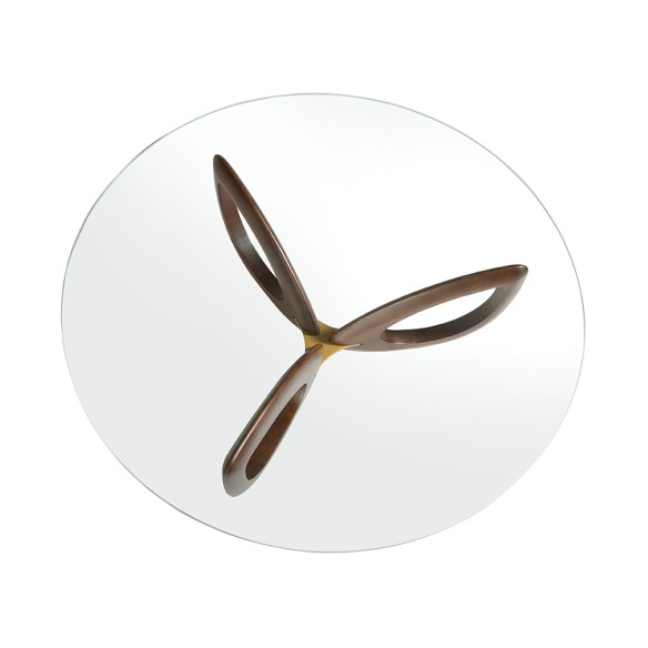 Mesa centro redonda cristal templado y nogal