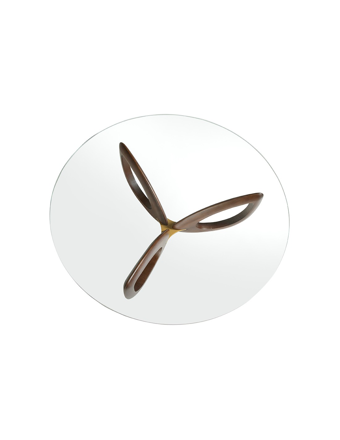 Mesa centro redonda cristal templado y nogal