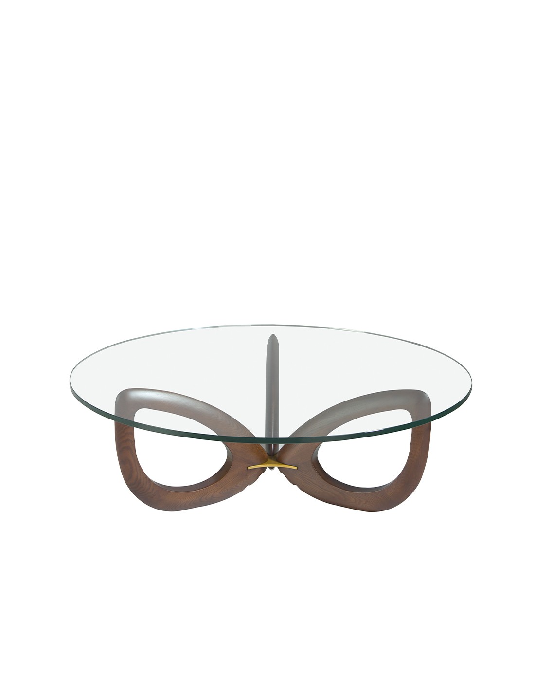 Mesa centro redonda cristal templado y nogal