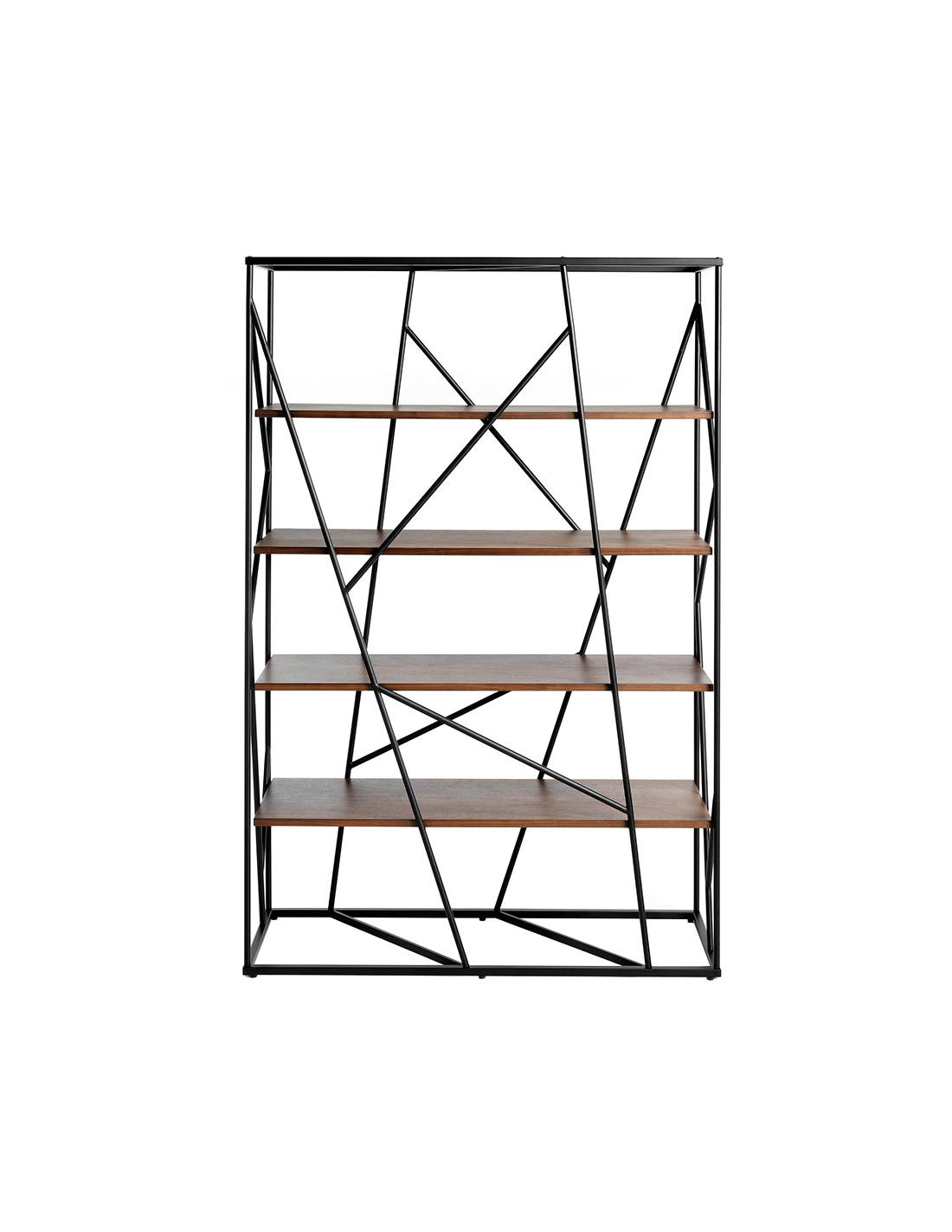Estantería nogal y acero negro