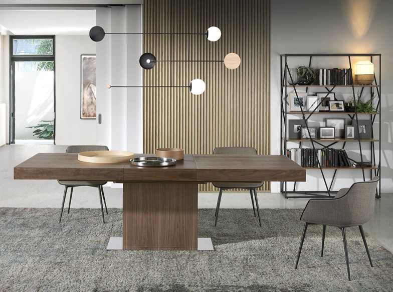 Estantería nogal y acero negro