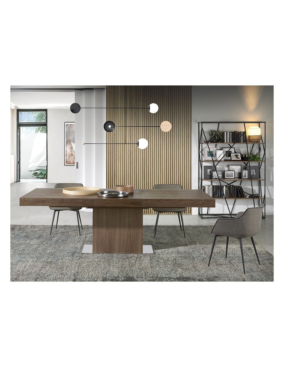 Estantería nogal y acero negro