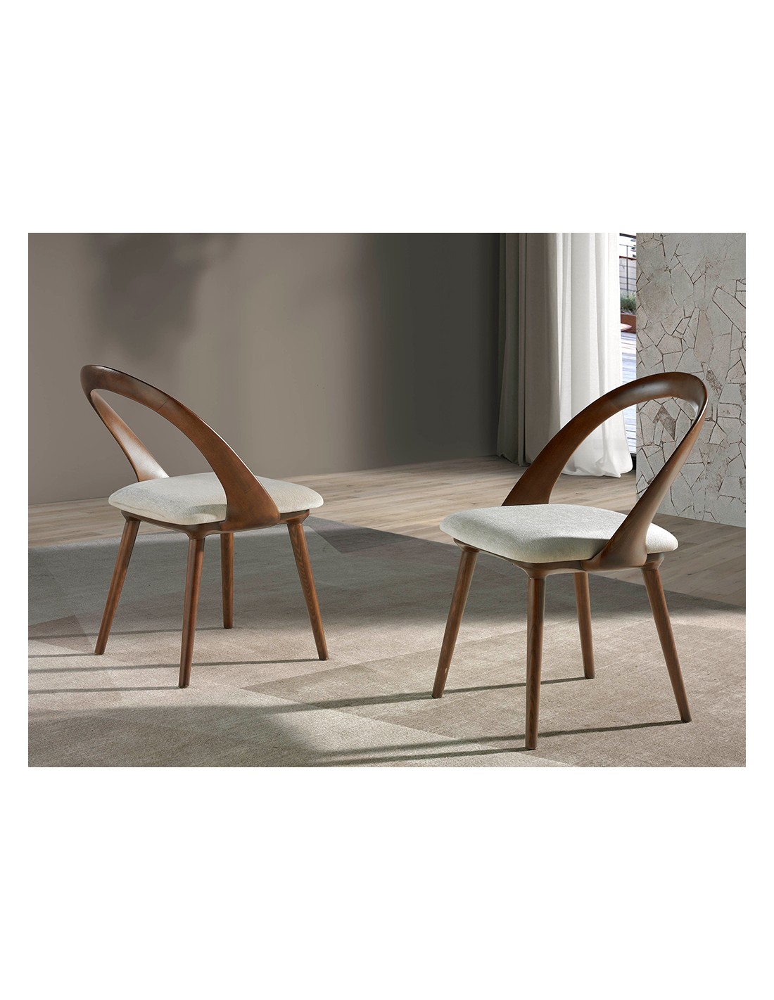 Silla nogal y polipiel visón