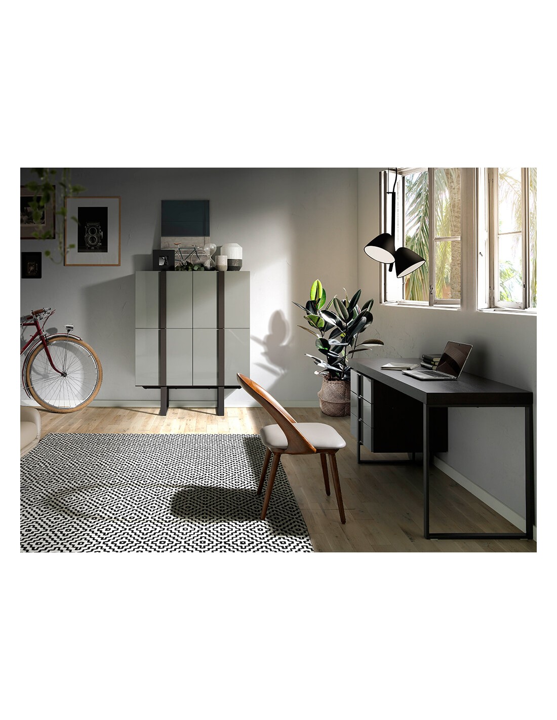 Silla nogal y polipiel visón