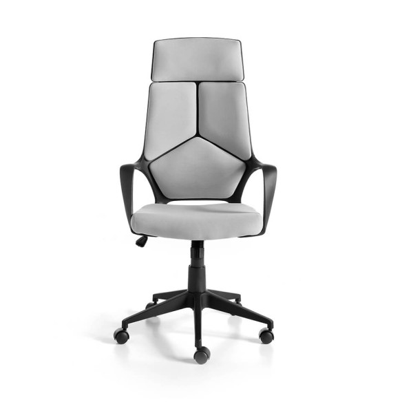 Silla oficina giratoria tela gris claro y pvc negro
