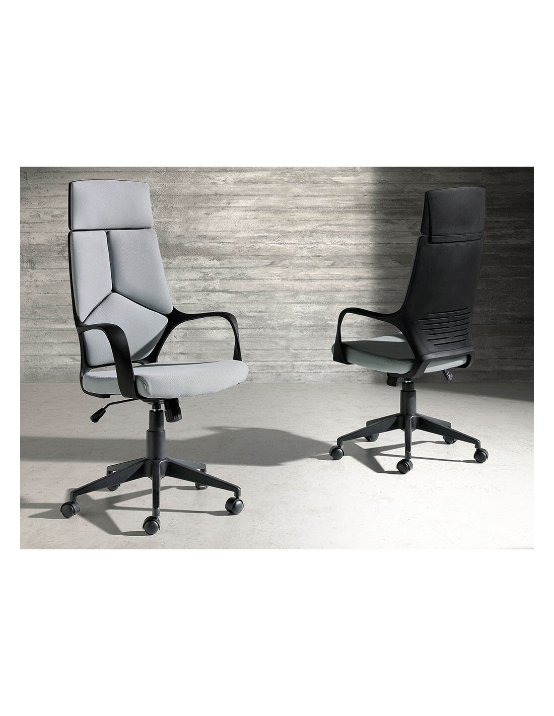 Silla oficina giratoria tela gris claro y pvc...