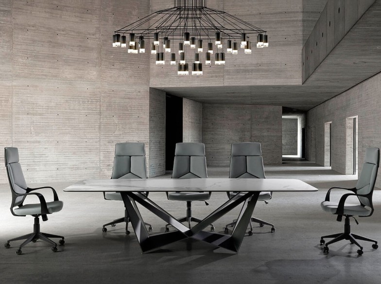 Silla oficina giratoria tela gris claro y pvc negro