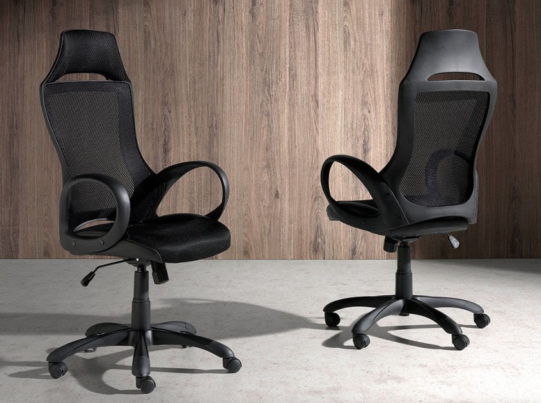 Silla oficina giratoria tela negra