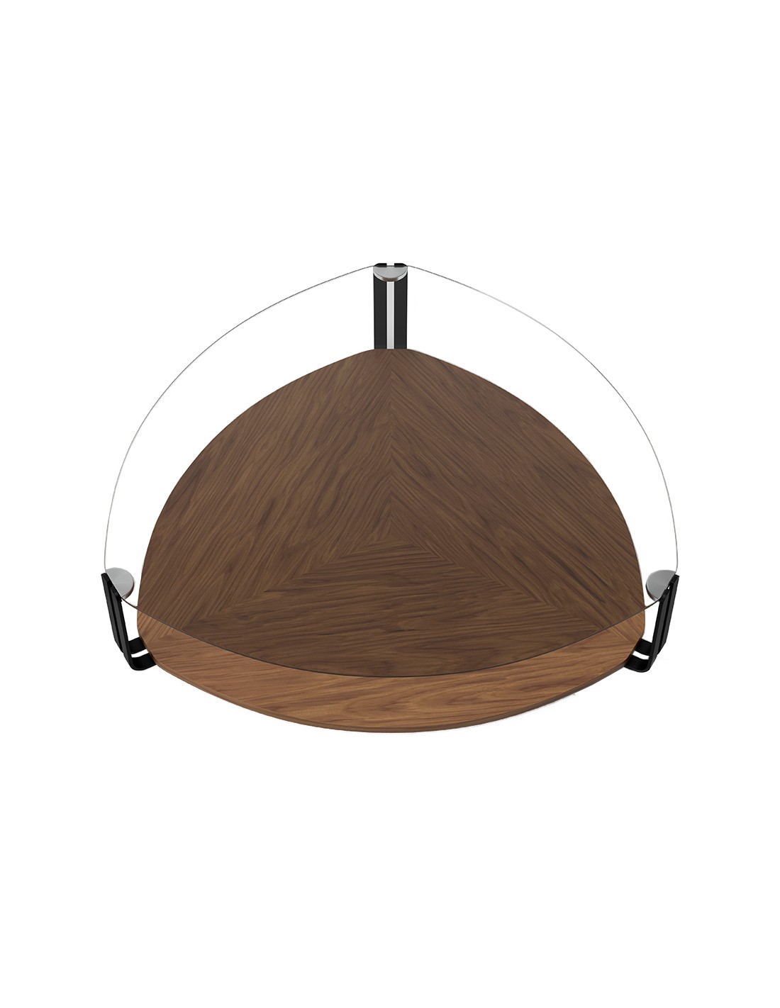 Mesa centro triangular cristal templado, acero...