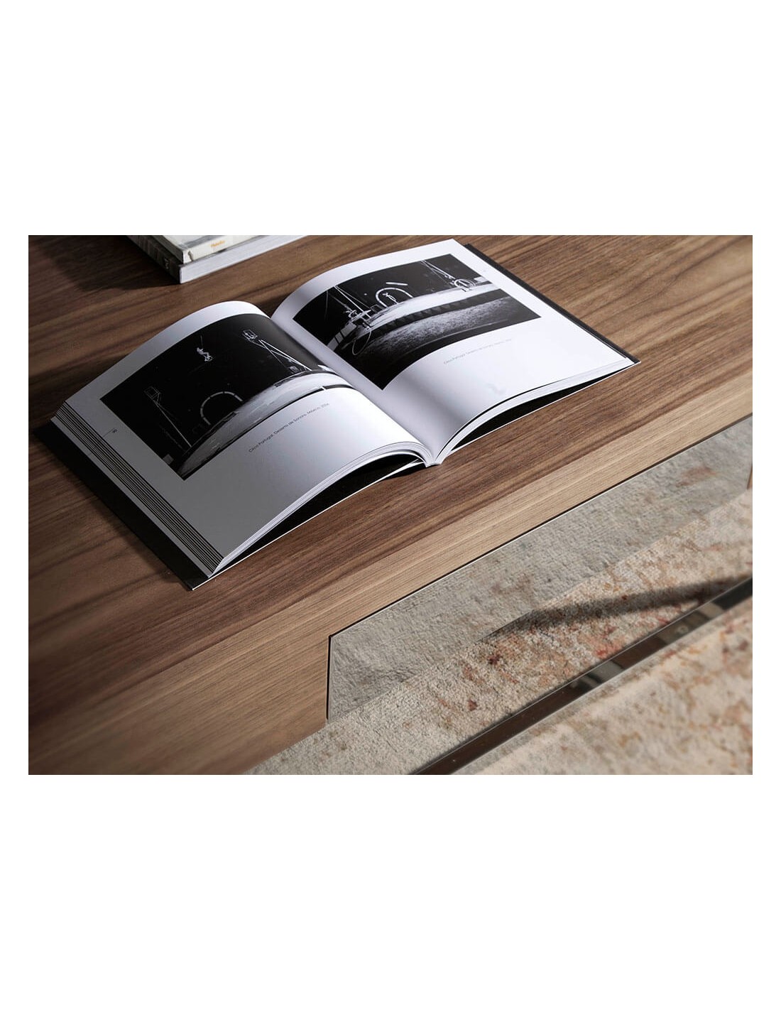 Mesa centro rectangular nogal y acero cromado