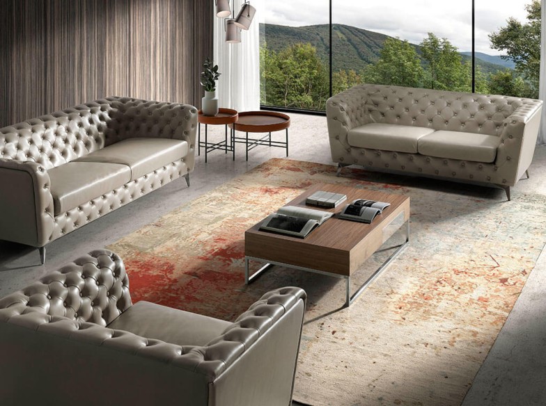 Mesa centro rectangular nogal y acero cromado