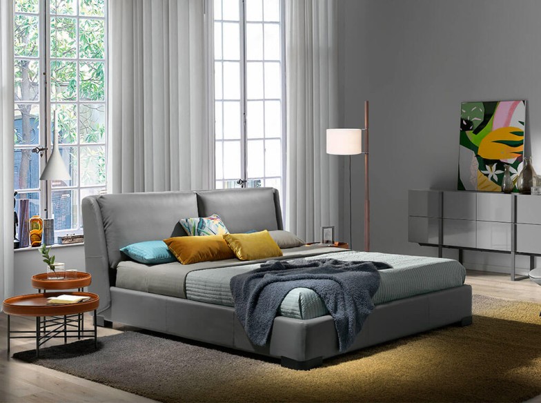 Mesa rincón redonda polipiel, nogal y acero negro