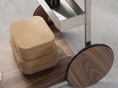 Carrito minibar acero y nogal 2