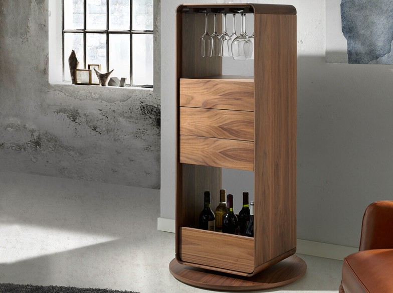 Mueble bar giratorio nogal