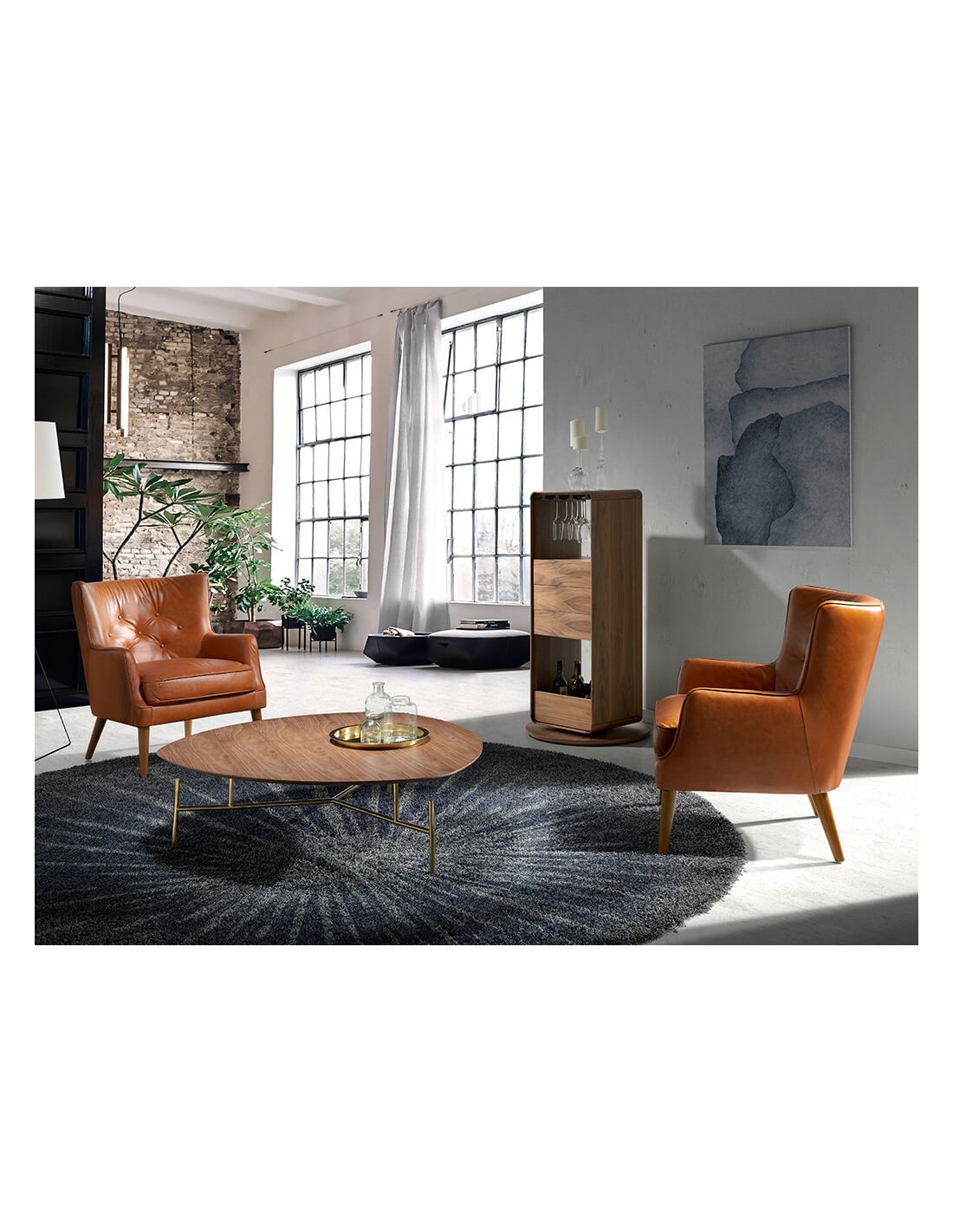 Mueble bar giratorio nogal