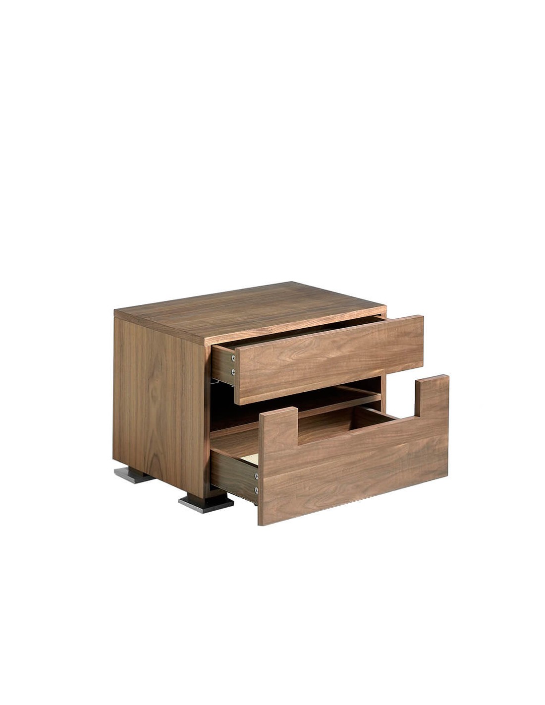 Mesita de noche nogal y acero pulido con...