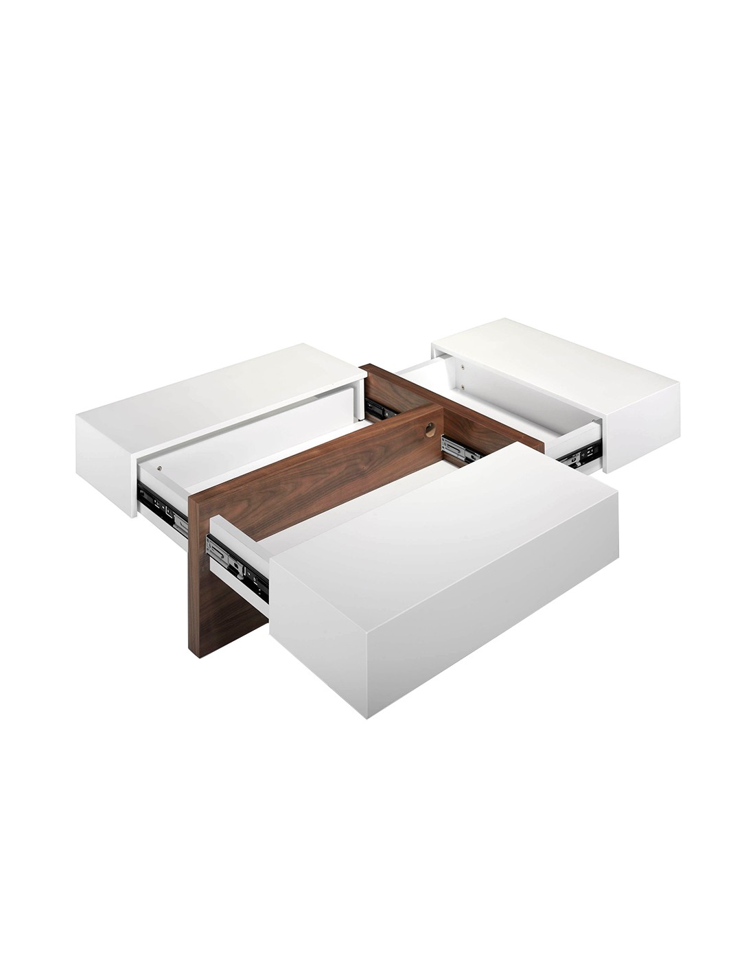 Mesa centro rectangular madera blanco y nogal
