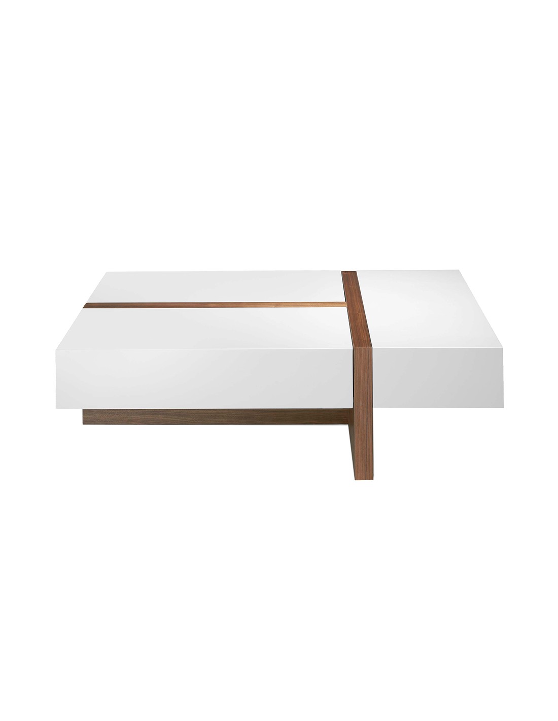 Mesa centro rectangular madera blanco y nogal