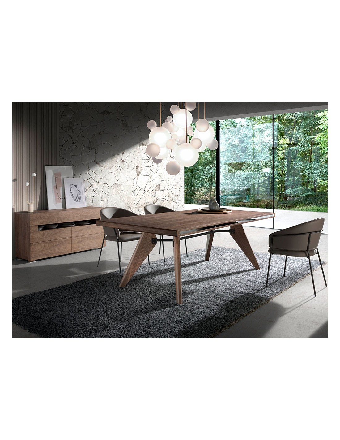 Mesa comedor rectangular nogal y nogal